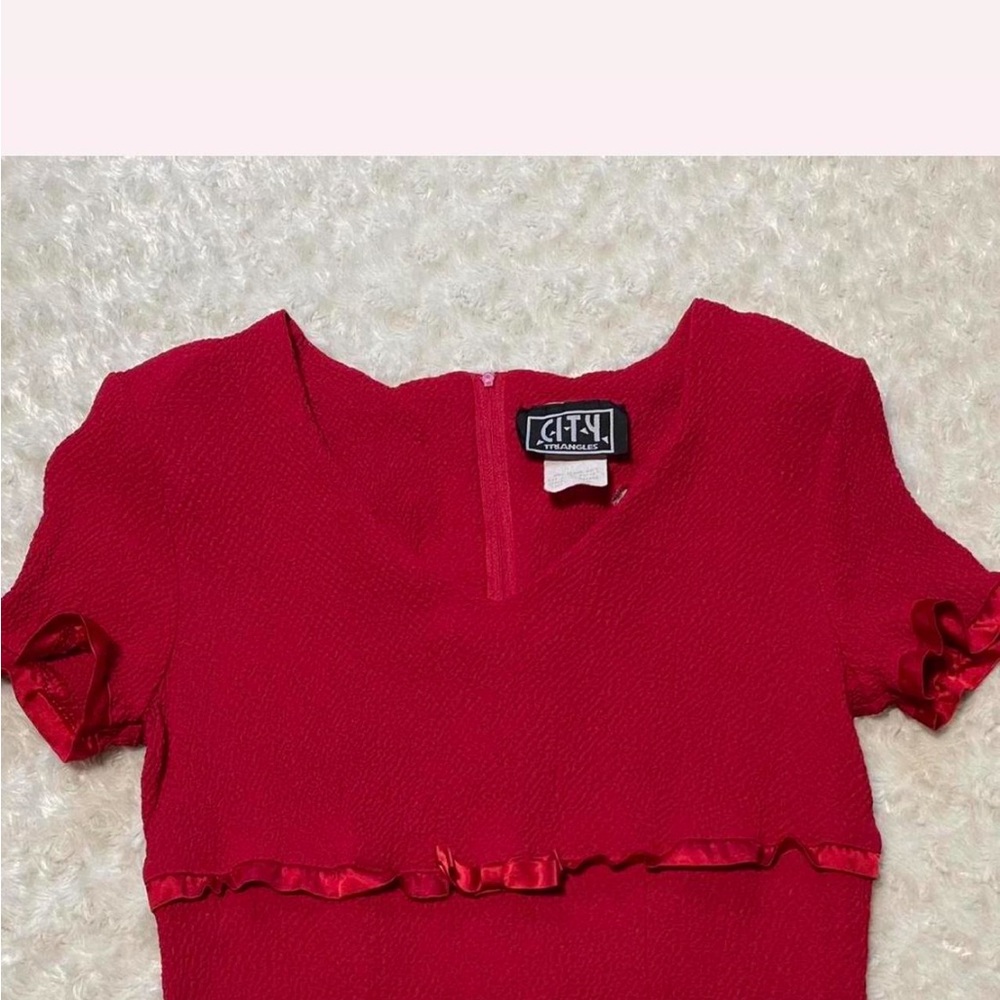 City Triangles 90s Red Ruffle Mini Dress - Picture 6 of 8